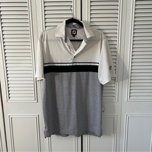 Men's Footjoy Gray and White Golf Shirt